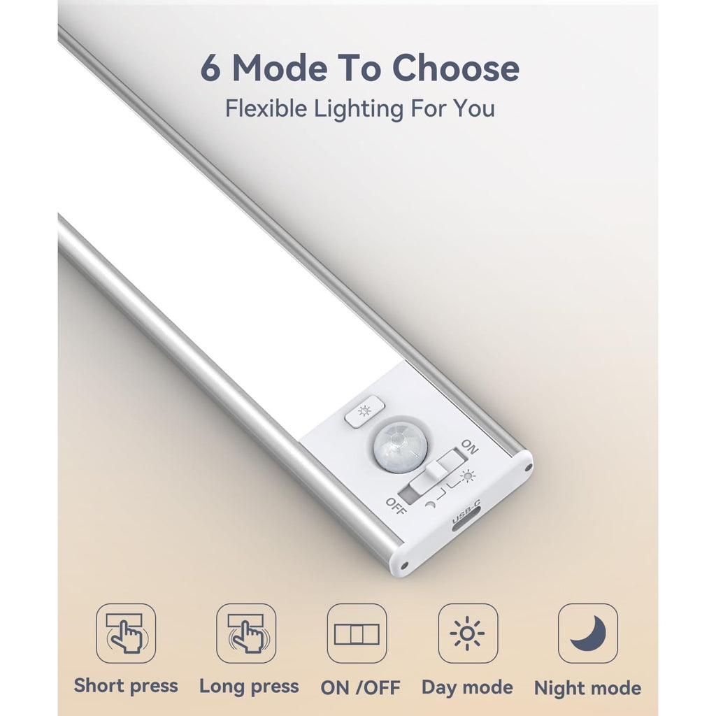 BRAND NEW ~ Set/2 Rechargeable Motion Sensor 13" Under Cabinet Light LED