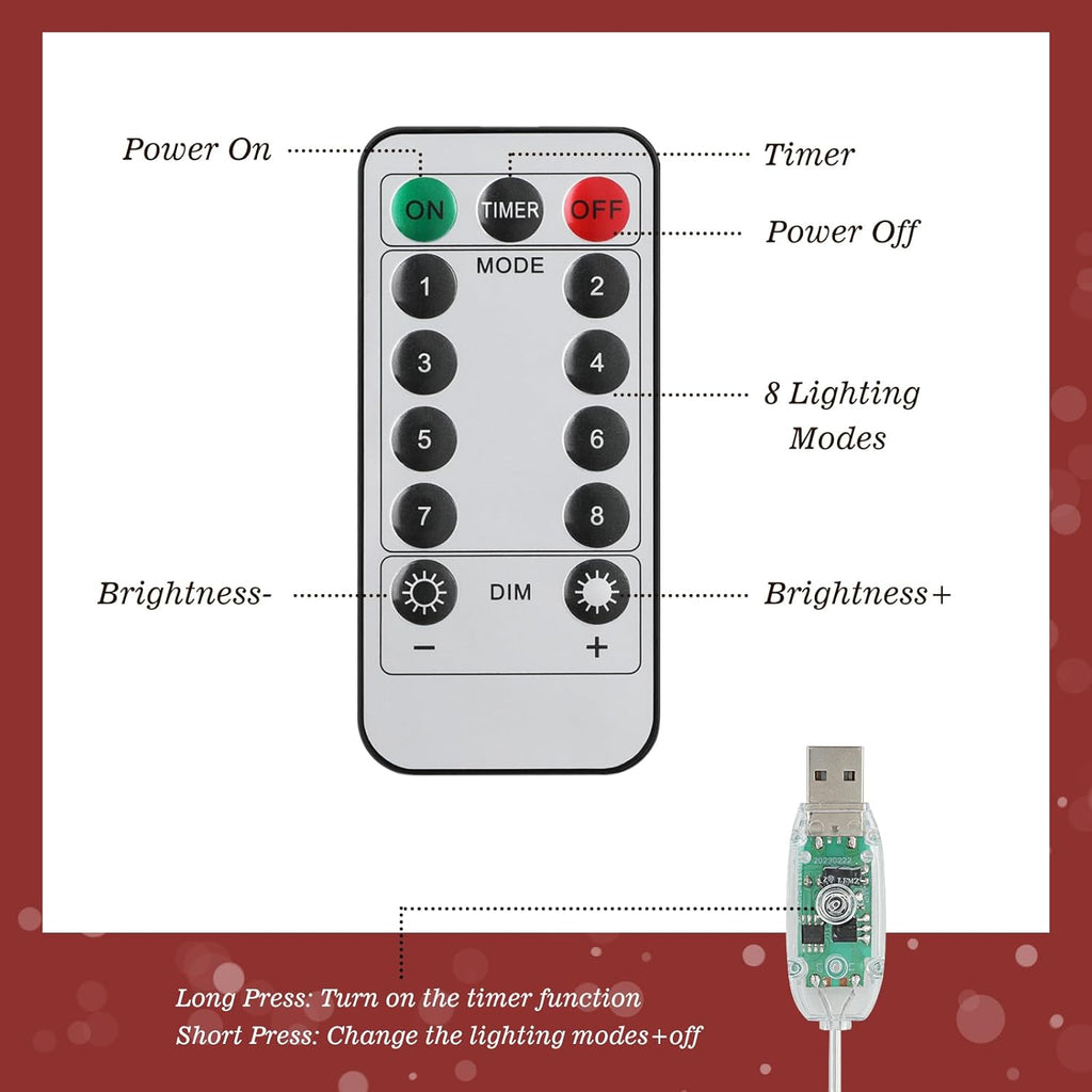 BRAND NEW ~ Lighted Christmas Star Tree Topper 8 Lighting Modes & Remote ~ 9.8"