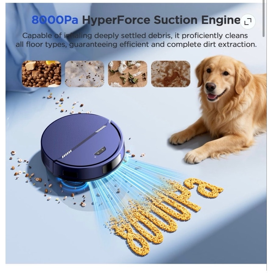 BRAND NEW ~ Blue Rechargeable Low Profile Robot Vacuum Cleaner 2 in 1 Mop Combo