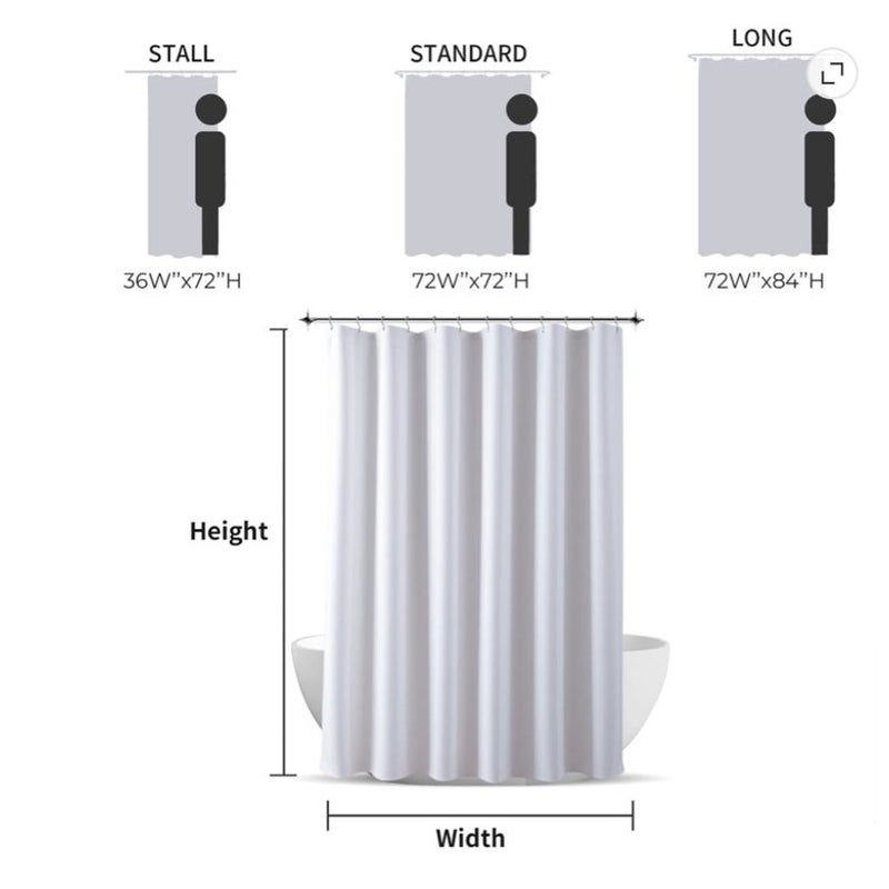 BRAND NEW ~ White Fabric Water-Repellent Stall Shower Curtain ~ 36" x 72"