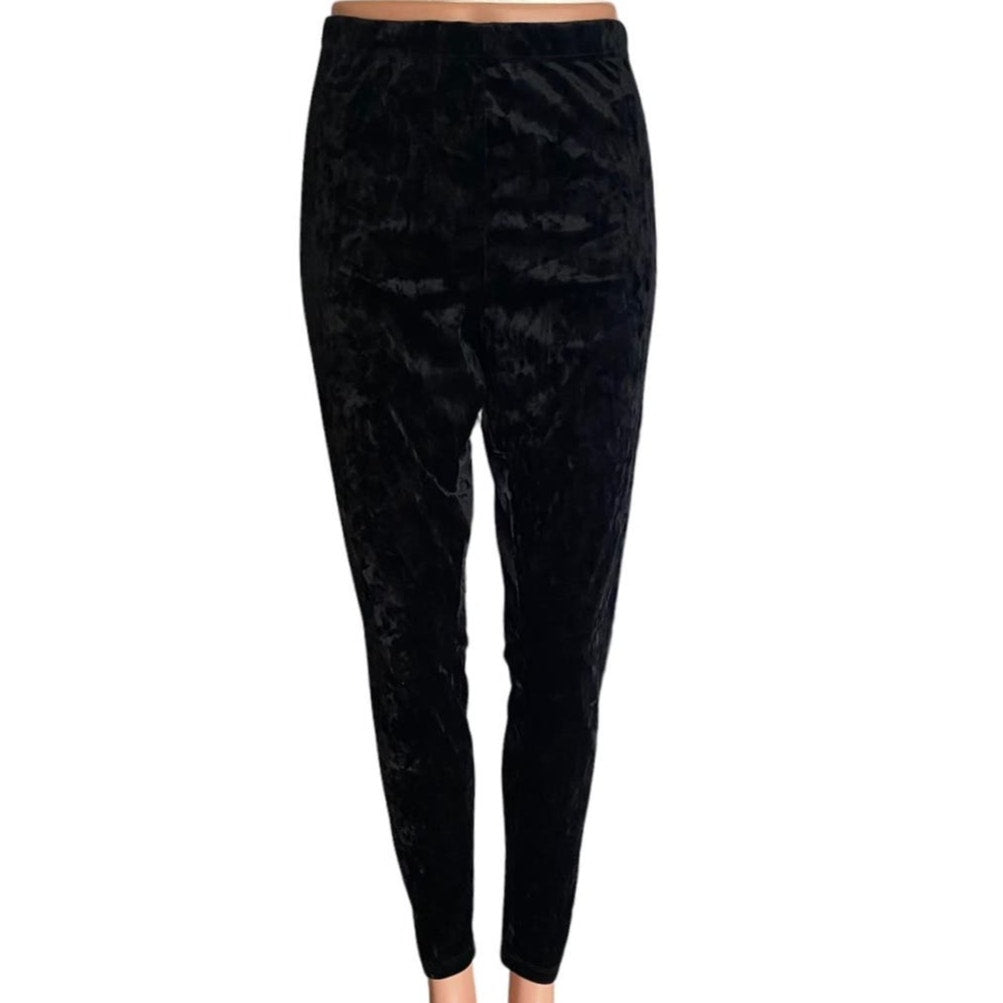 NWT ~ MOSSIMO Ebony Black Velvet Ribbed Skinny Leg Stretchy Pants ~ Women's XL