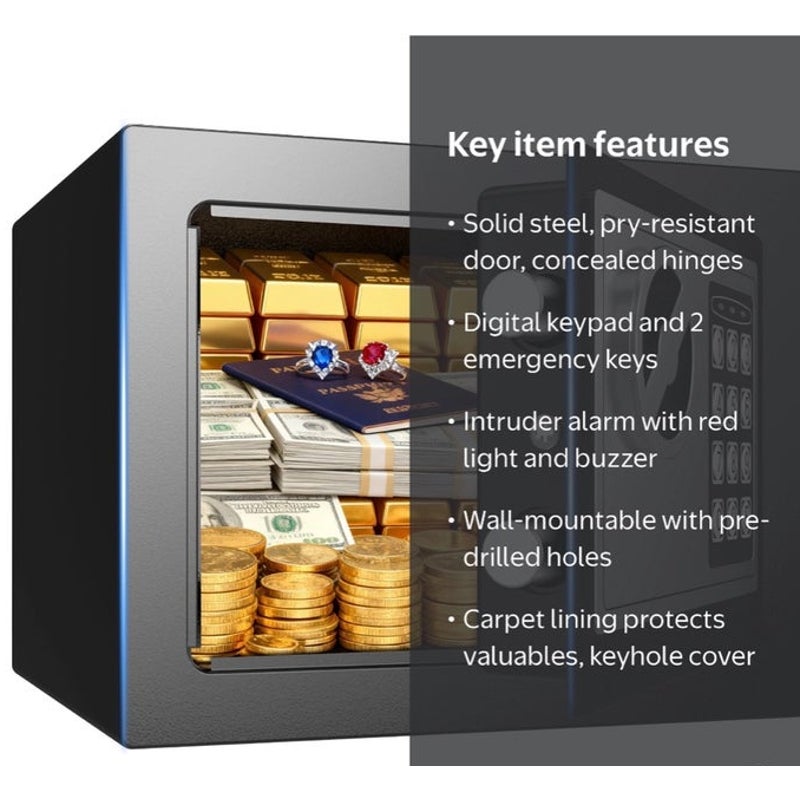 BRAND NEW ~ Black Electronic Digital Security Safe Lock Box .25 Cubic Feet