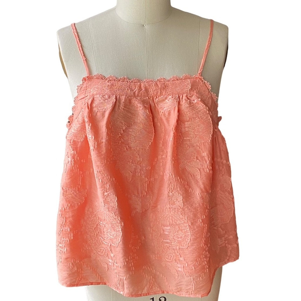 NWT ~ OPHELIA ROE Peach Orange Smocked Babydoll Boho Halter Top ~ Women's XL