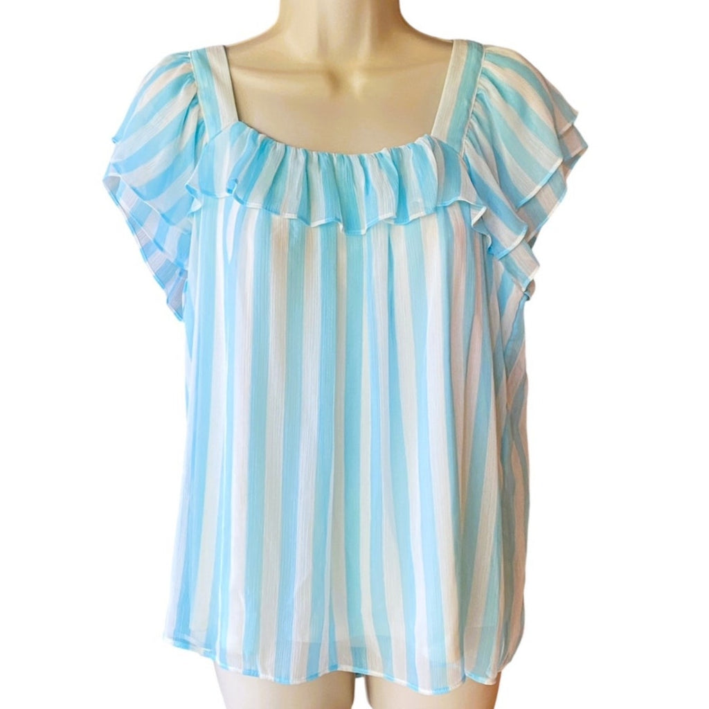 NWT ~ LAUREN CONRAD "Market Blooms" Ruffle Short Sleeve Blouse ~ Size SMALL
