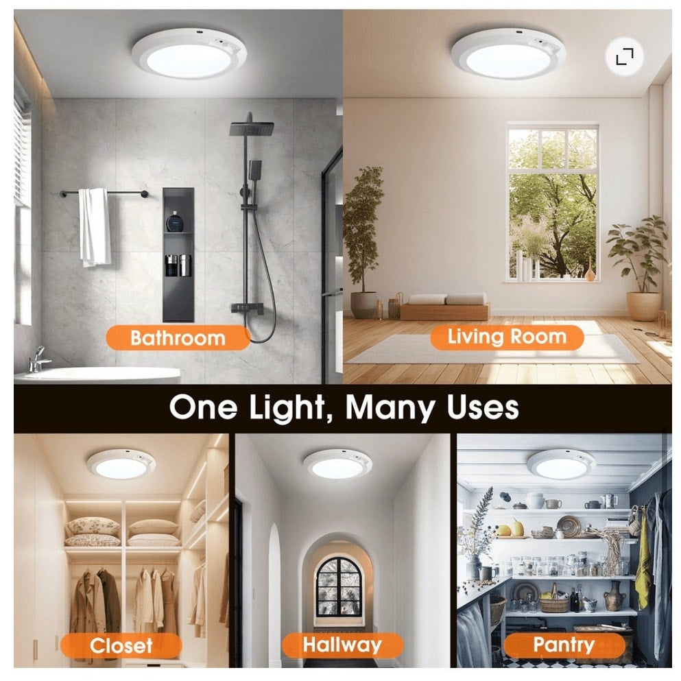 BRAND NEW Rechargeable Wireless Motion Sensor 7" Ceiling Light & Remote Control.