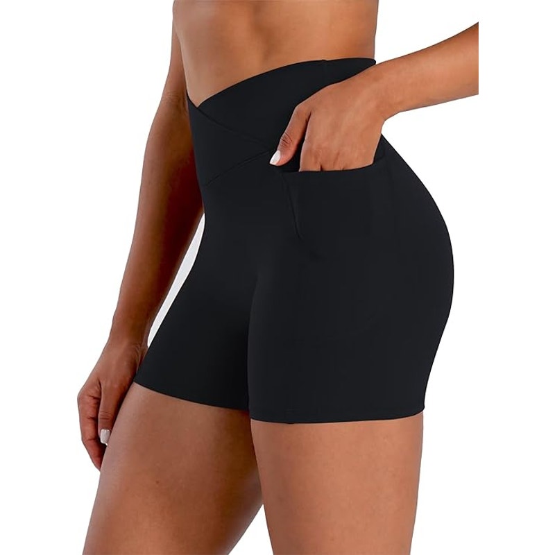 NWT ~ Women's Black Spandex Biker Yoga Pockets Shorts ~ Size SMALL