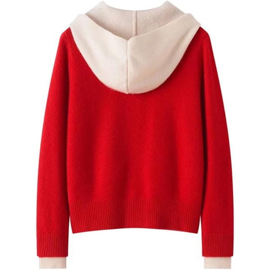 NWT ~ Red & White Double Cardigan Sweater Hoodie ~ Women's Size MEDIUM