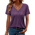 NWT ~ TICTICMIMI Purple V-Neck Short Sleeve Casual T Shirt Top ~ Women's SMALL