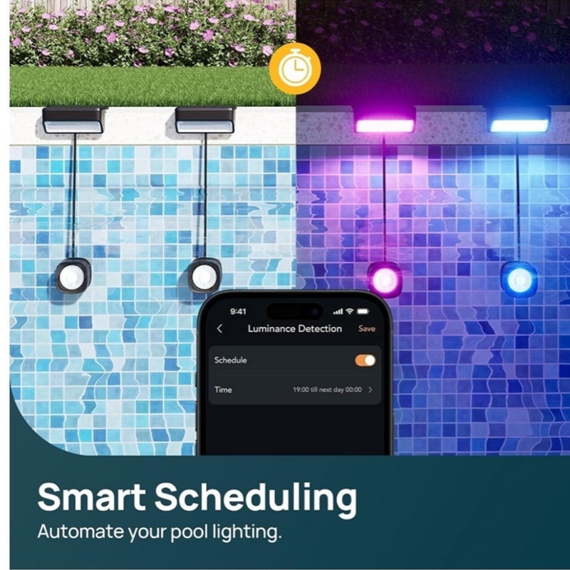 BRAND NEW ~ Smart Solar Pool Light LED Dual-Zone App Control Waterproof Solar