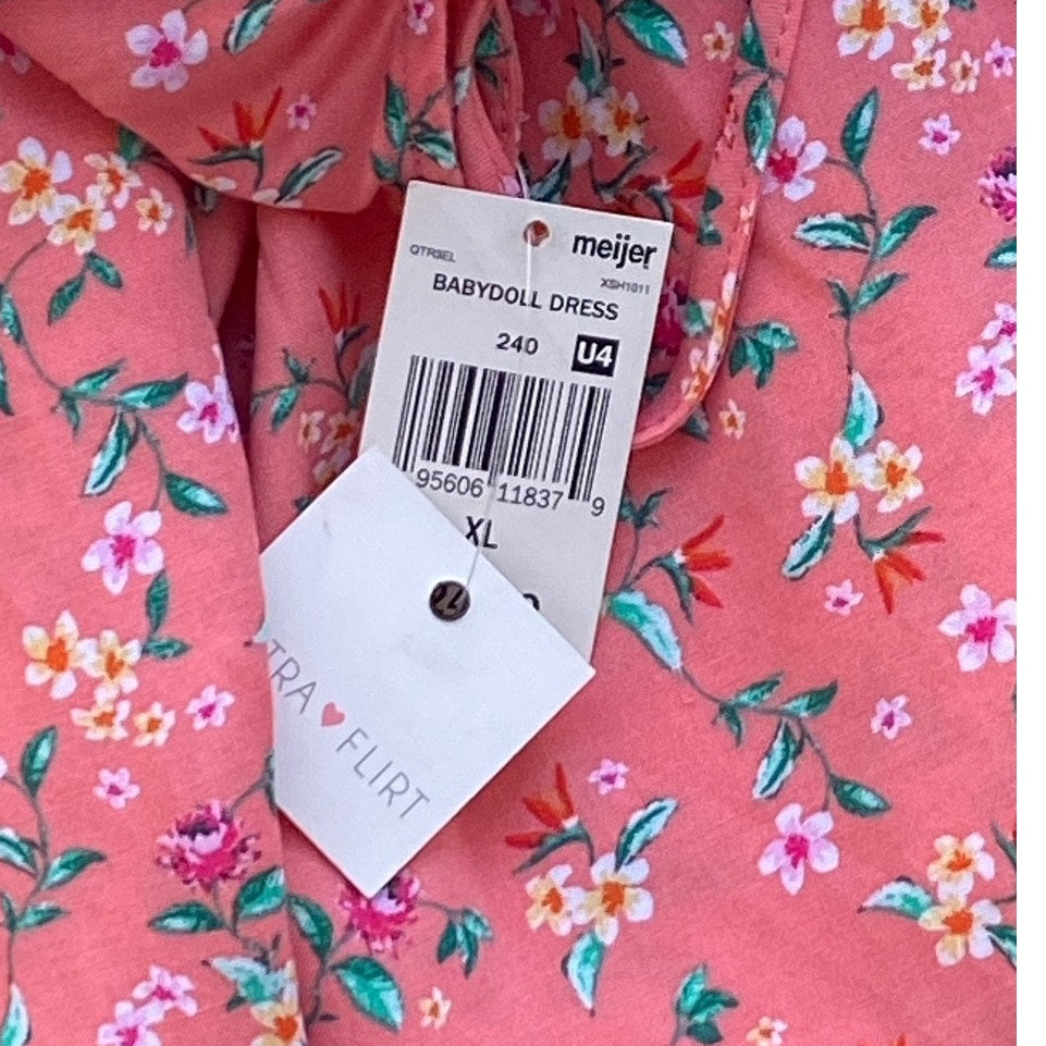 NWT ~ ULTRA FLIRT Coral Calico Boho Backless Bohemian Smocked Dress ~ Women's XL