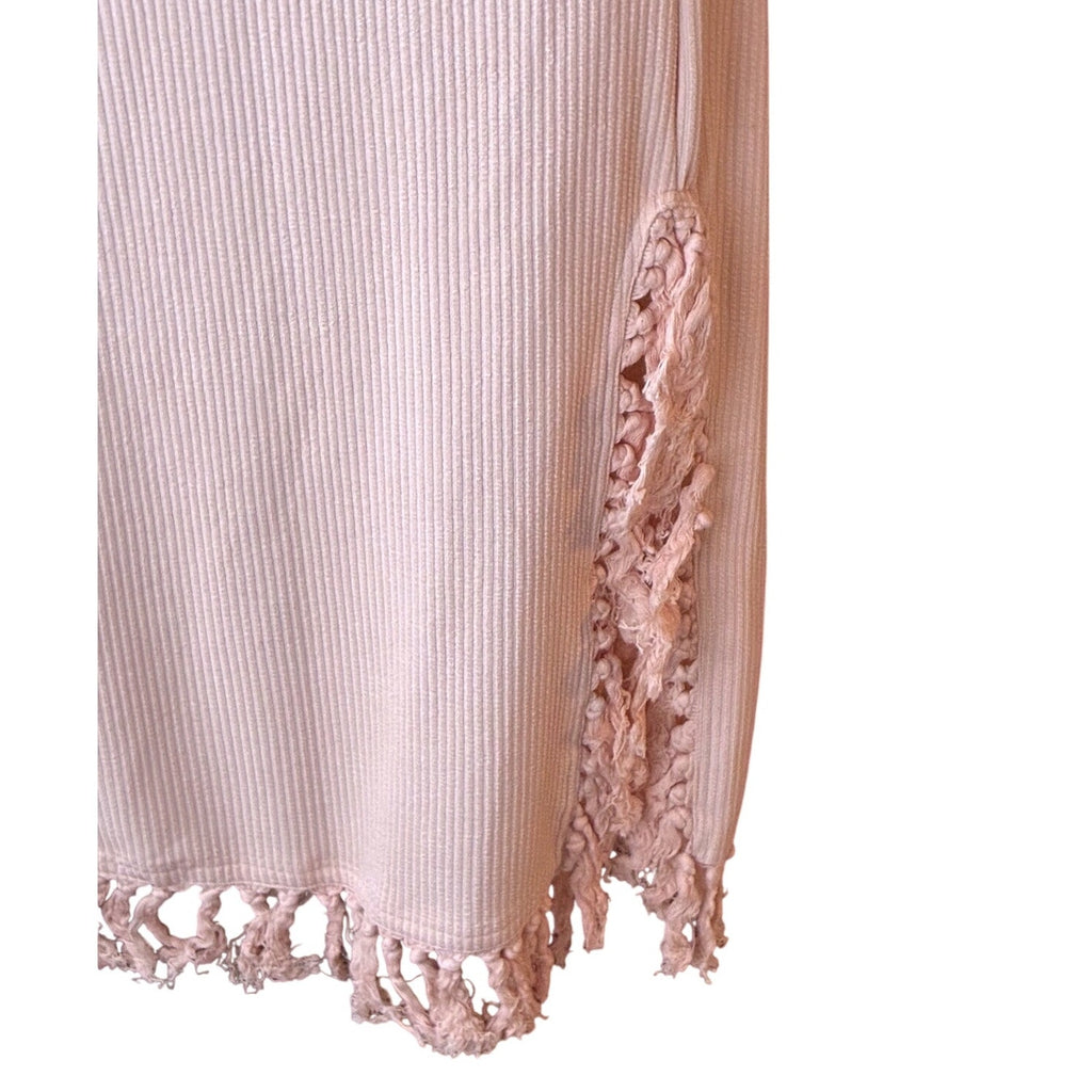 NWT ~ Pink Ribbed 2pc Boho Skirt & Cropped Cami Bohemian Summer Set ~ Women's L
