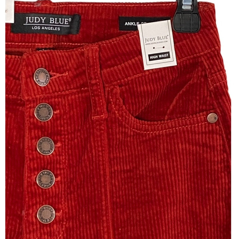 NWT ~ JUDY BLUE Mandy Cord Button Fly Ankle Straight Pants ~ Women's 3 / 26