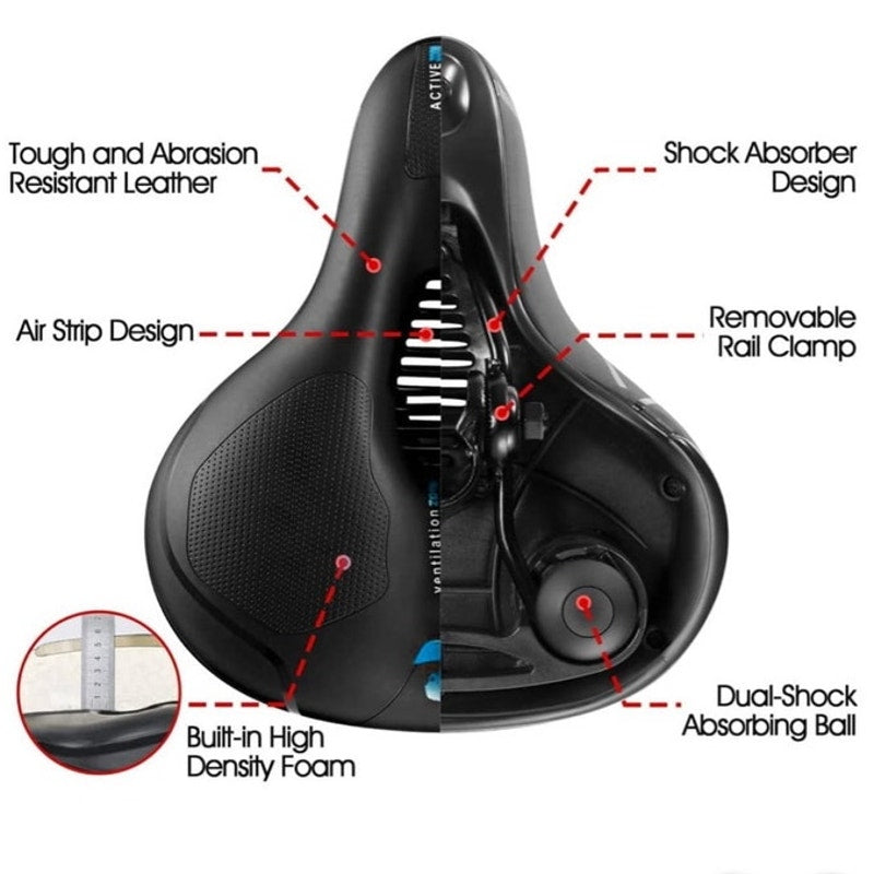 BRAND NEW Black Bicycle Memory Foam Cushion Shock Absorbing Waterproof Bike Seat