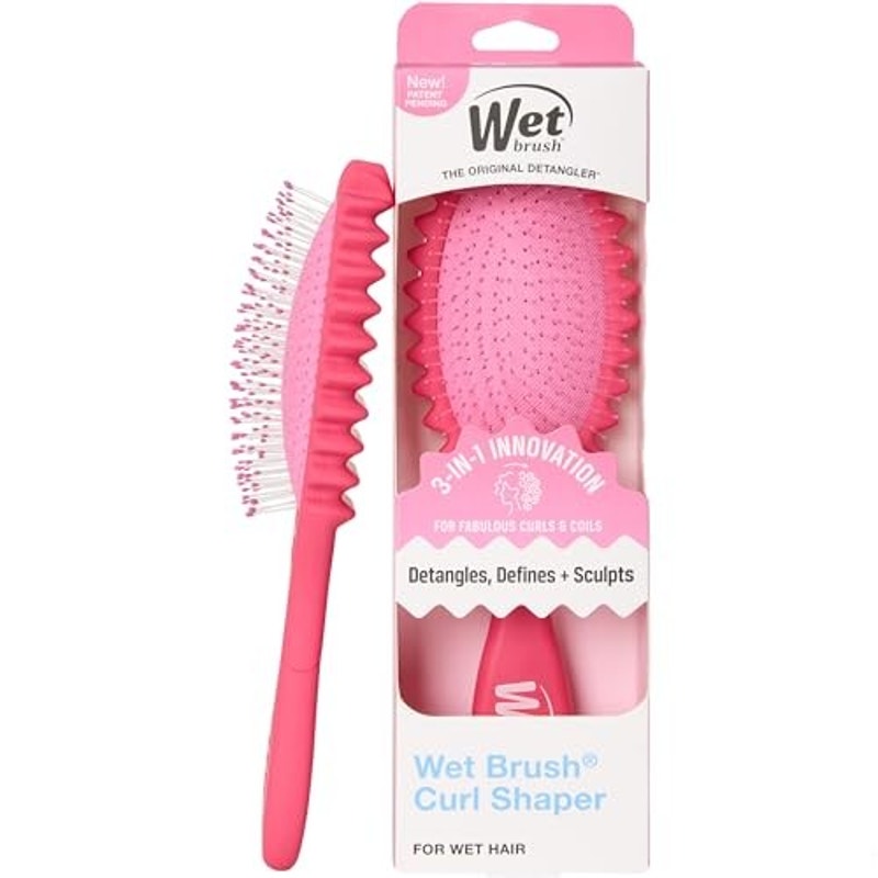 BRAND NEW ~ Pink Wet Brush Curl Shaper Detangler Detangle Curly Hair Frizz Free