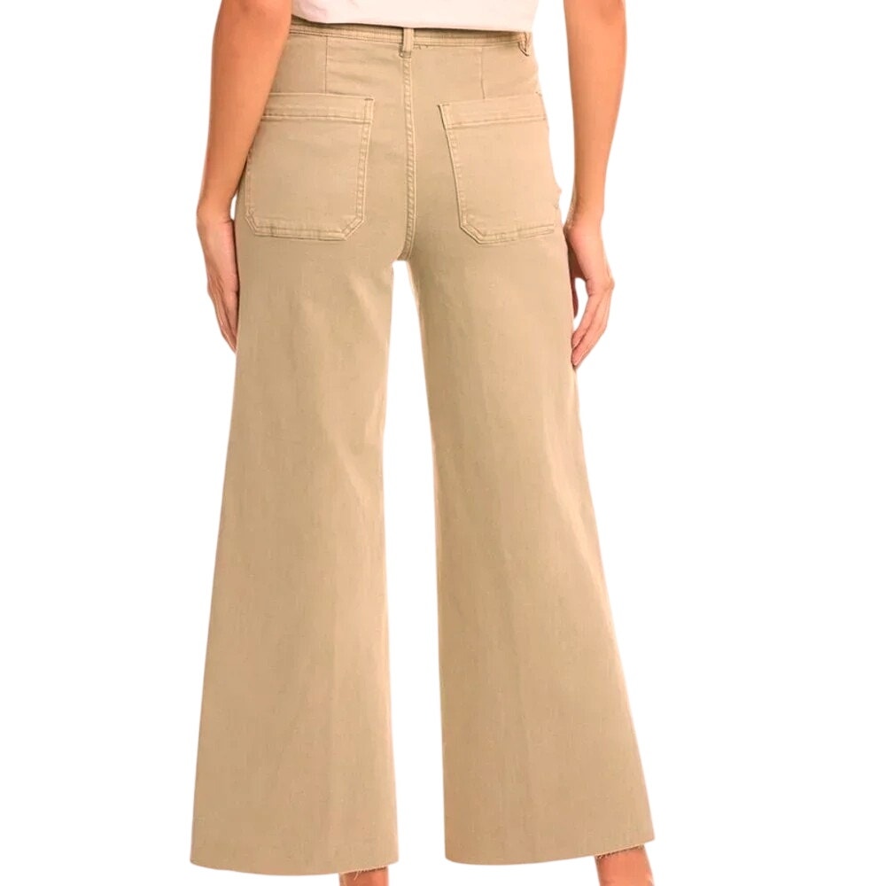 NWT ~ OAT New York Beige High Waisted Wide Leg Cropped Jeans Denim Trouser 2/26