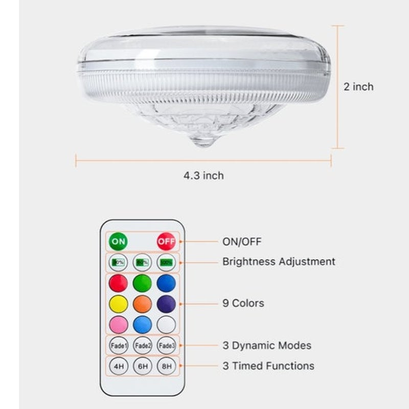 BRAND NEW ~ Set/4 Waterproof RGB Solar Floating Colorful Pool Lights & Remote