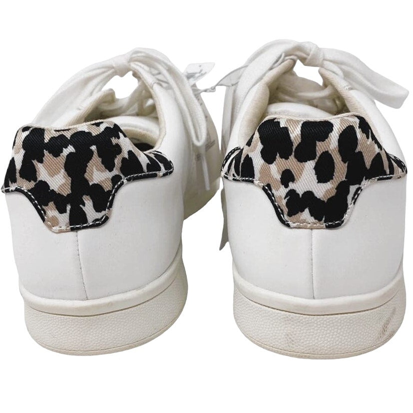 NWT ~ OLD NAVY White Memory Foam Sneakers Cheetah Leopard Back ~ Women's 9