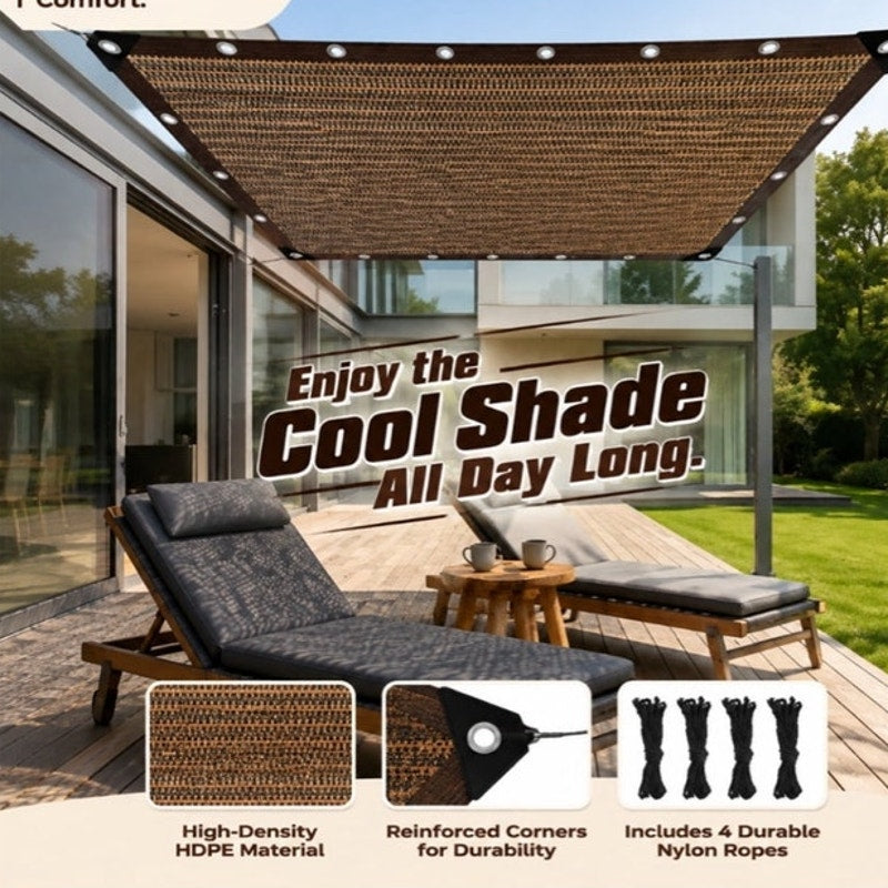 BRAND NEW ~ Heavy Duty Brown 10' x 19' UV Block Sun Shade Cloth Canopy Sunshade