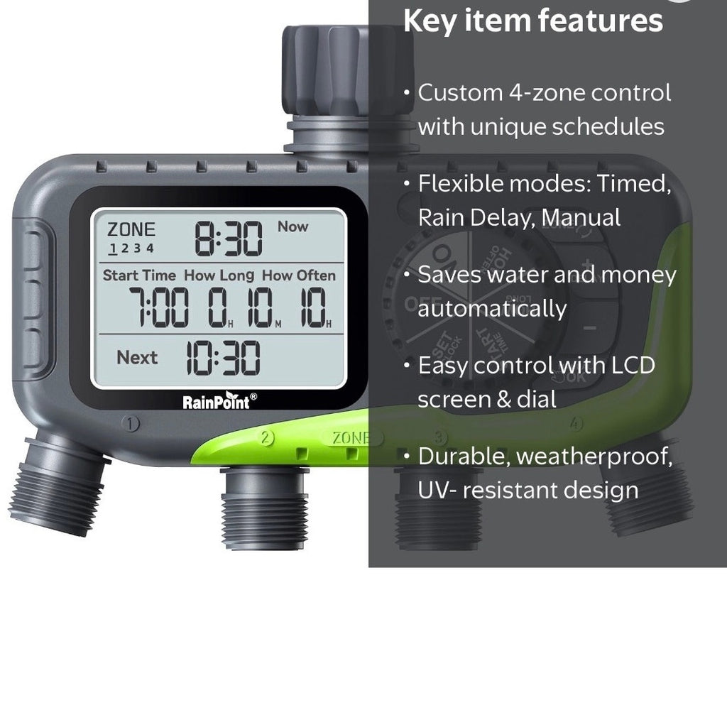 BRAND NEW ~ 4 Outlets Garden Hose Water Timer Programmable Watering Sprinkler