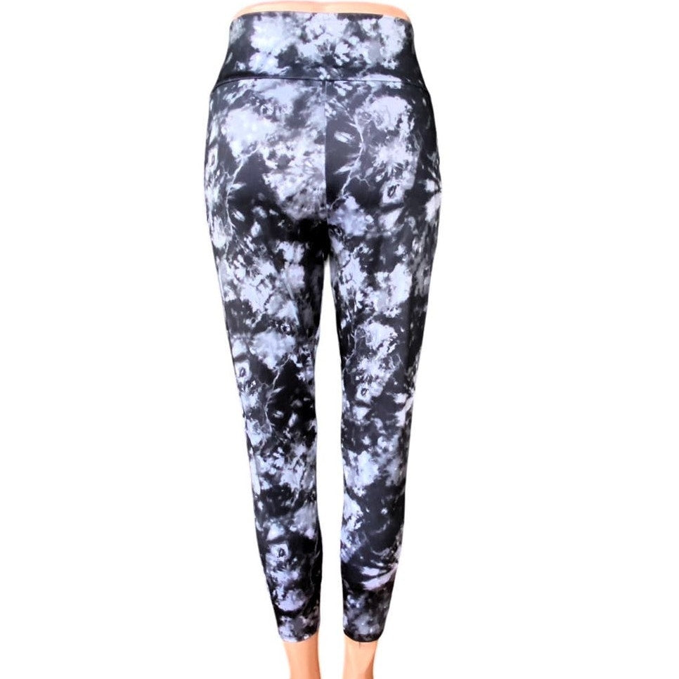 NWT ~ Black Tie Dye Activewear Workout Leggings by SERIES 8 FITNESS ~ Women's XL