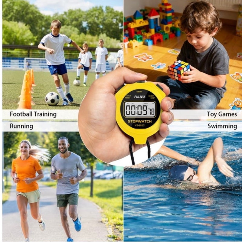 BRAND NEW ~ Yellow Large Display Silent Digital Stopwatch Timer Battery Included