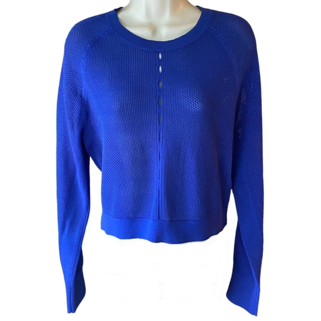 NWT ~ TOPSHOP Bright Royal Blue Sexy Mesh Short Crop Sweater ~ Womens Size 12