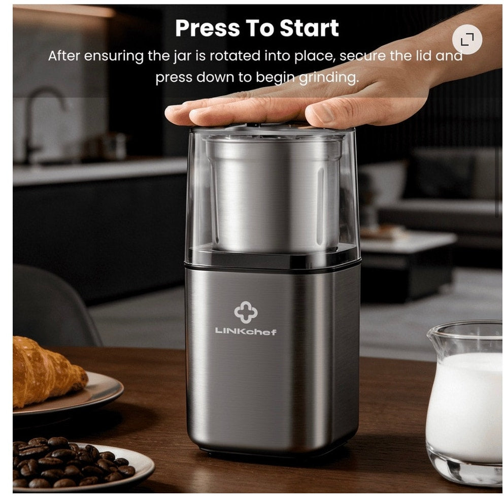 BRAND NEW ~ Black Coffee Bean ~ Tea ~ Spice Grinder Stainless Steel Four Blades