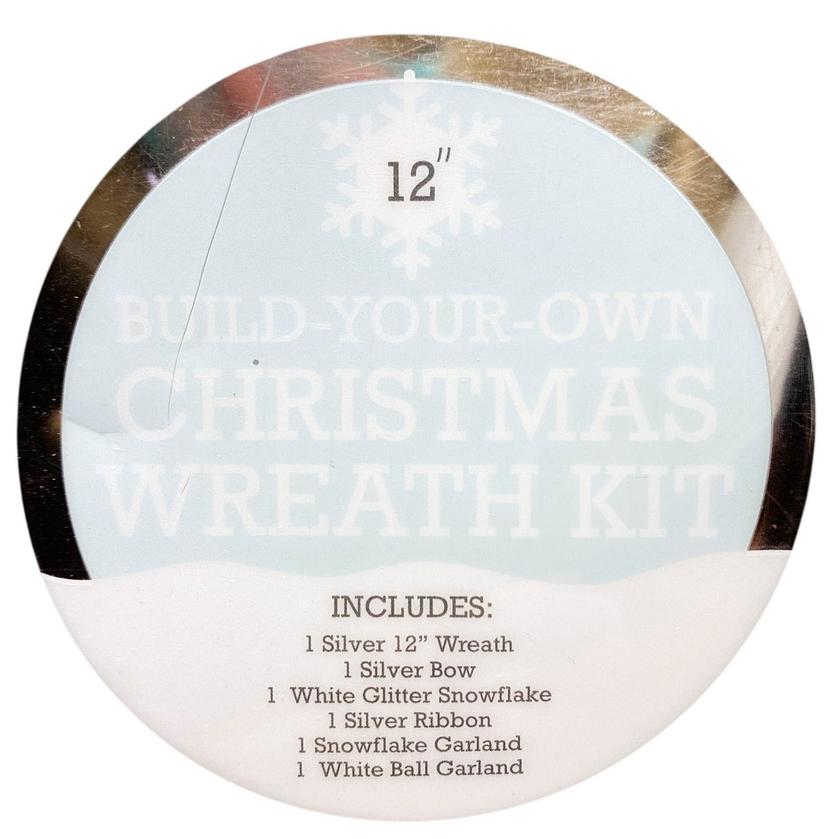 NWT ~ 12" Silver Build Your Own Christmas Wreath Kit ~ Garland Ribbon etc..