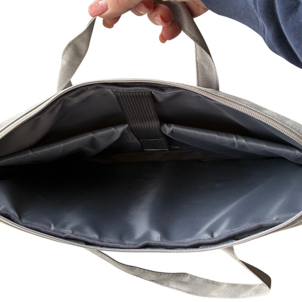 BRAND NEW ~ Gray Padded Laptop Case Briefcase Messenger Bag ~ 16" x 11 1/4"