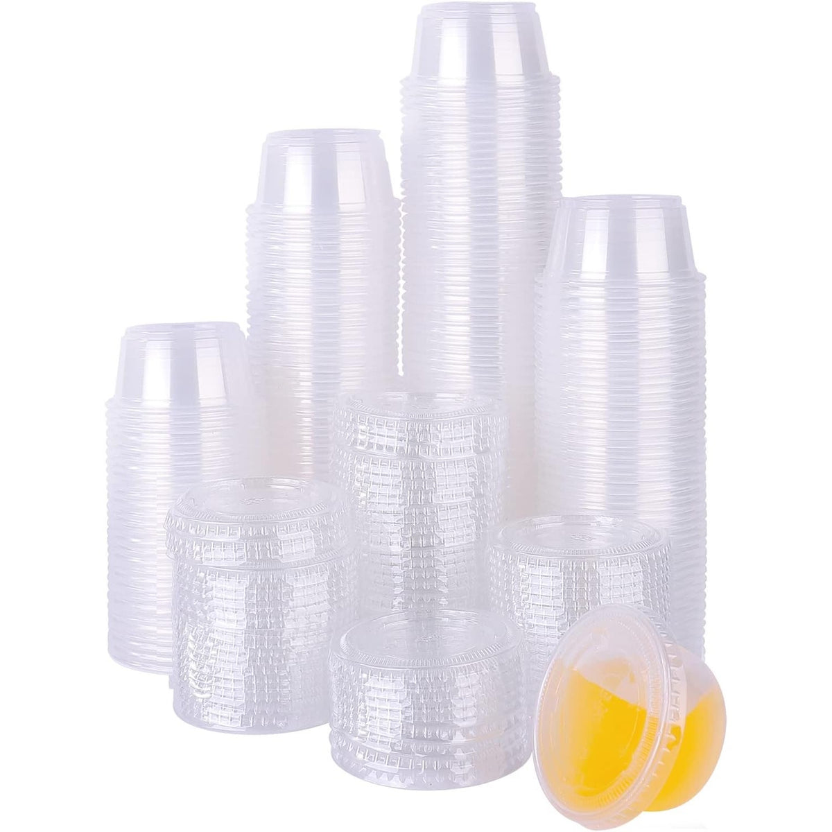 NWT ~ 200 Pack of 2-Ounce Clear Disposable Plastic Jello Shot Cups with Lids