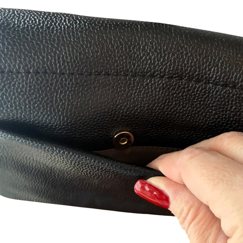 BRAND NEW ~ Small Black Textured Leather ? Cross Body Purse Shoulder Bag