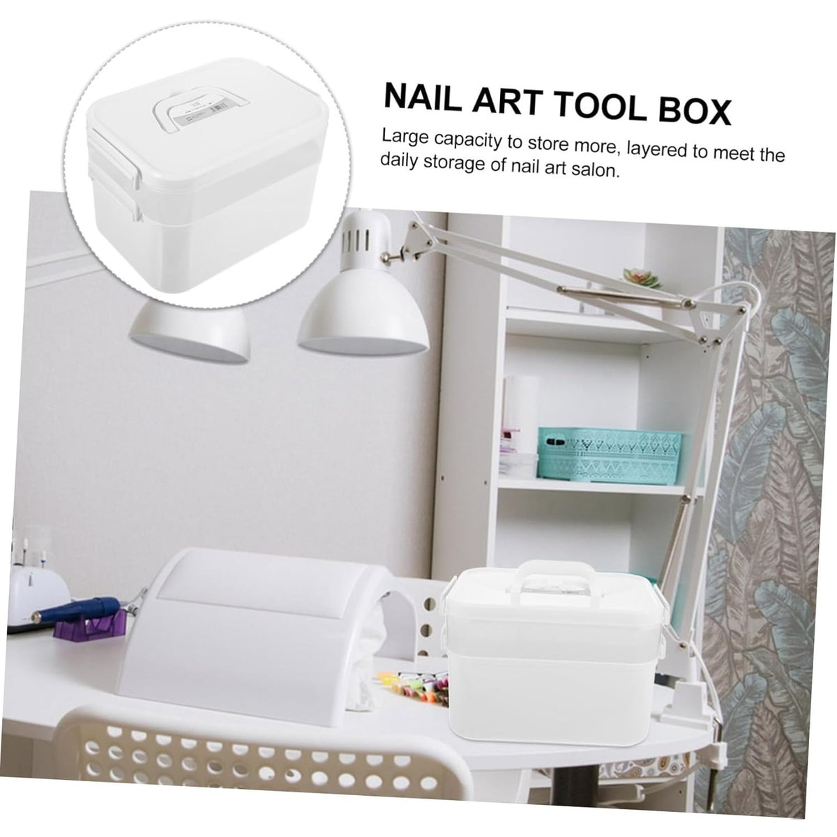 BRAND NEW ~ Large Capacity Manicure Tool Storage Box & Handle & Tray Organizer