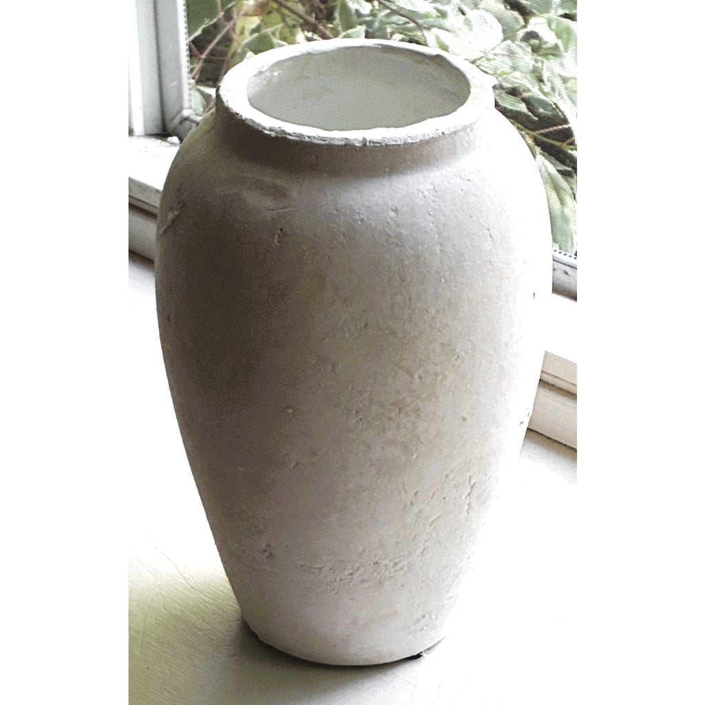 BRAND NEW ~ 10" Handmade Matte White Terracotta Rustic Stoneware Ceramic Vase