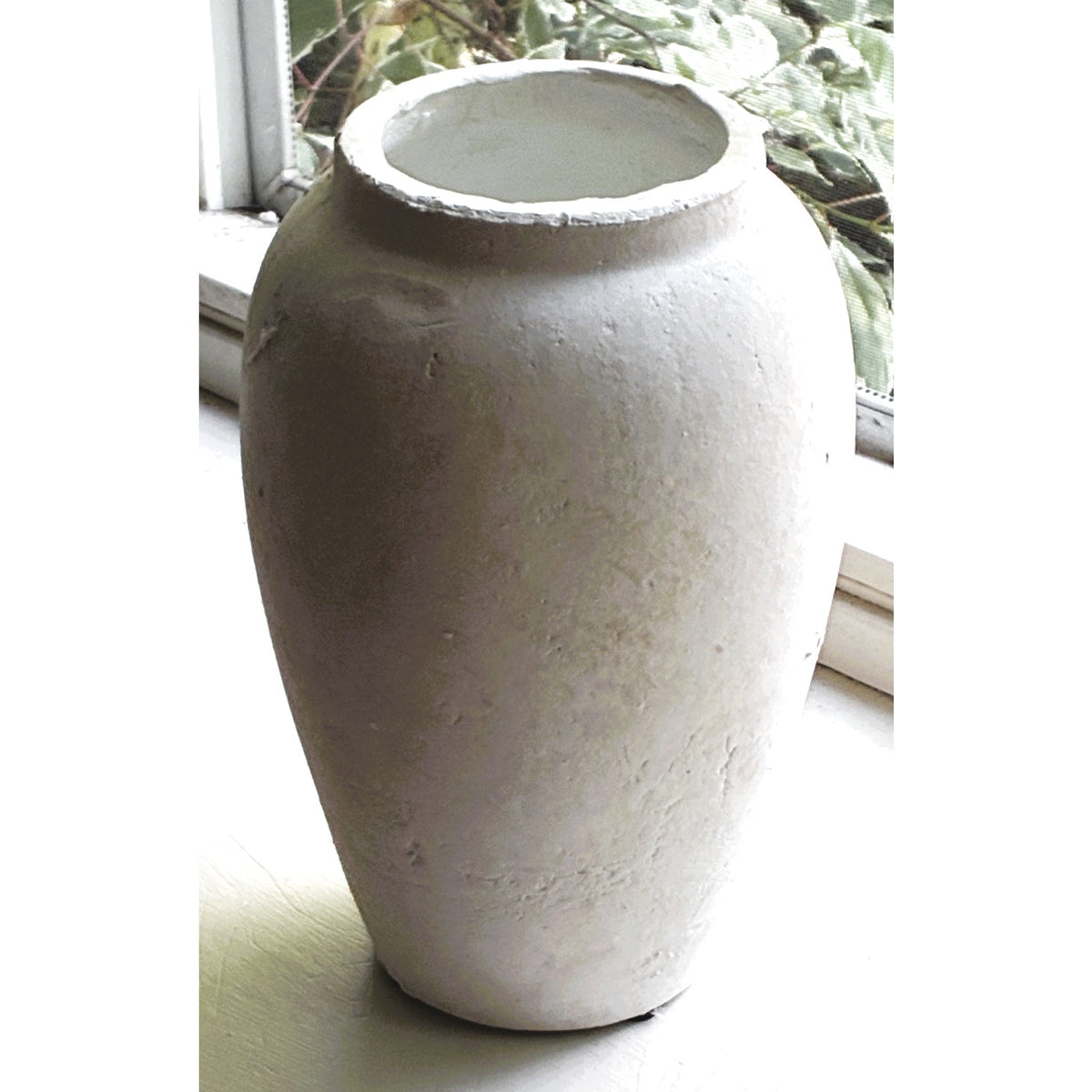 BRAND NEW ~ 10" Handmade Matte White Terracotta Rustic Stoneware Ceramic Vase