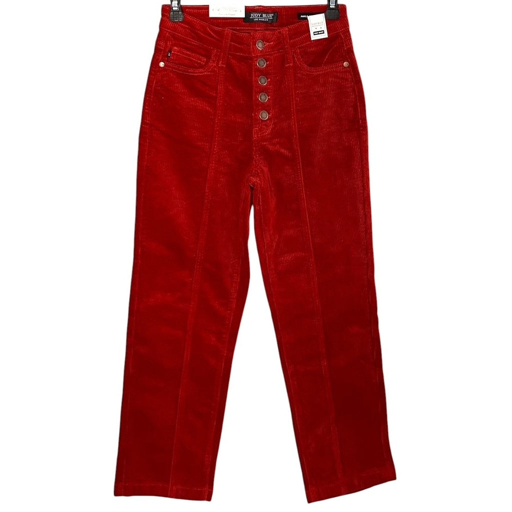 NWT ~ JUDY BLUE Mandy Cord Button Fly Ankle Straight Pants ~ Women's 3 / 26