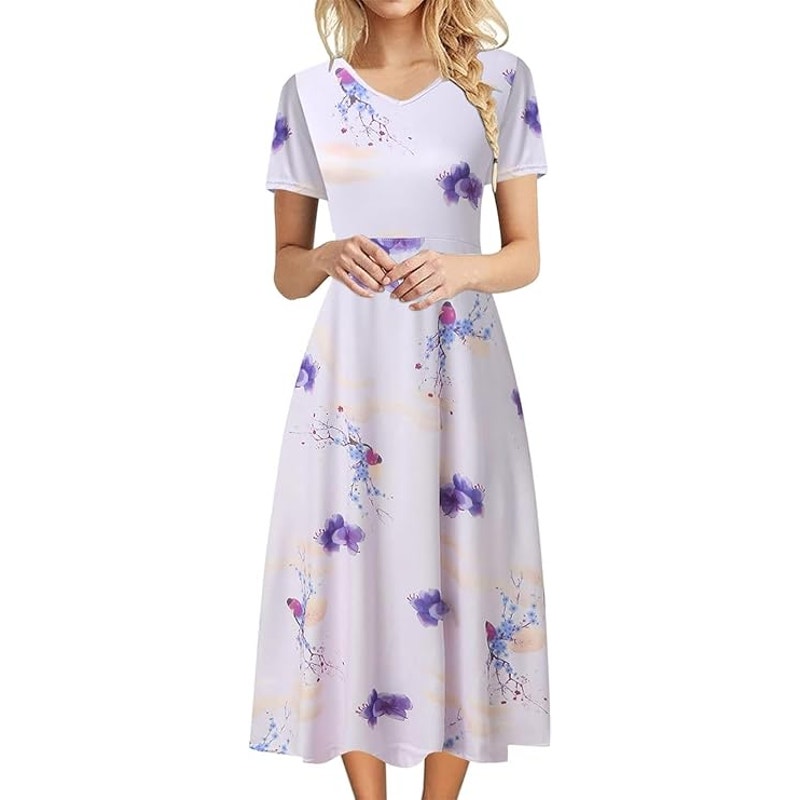 NWT ~ Women's Summer Floral Short Sleeve Flowy Casual Dress ~ Size XL (Medium?)