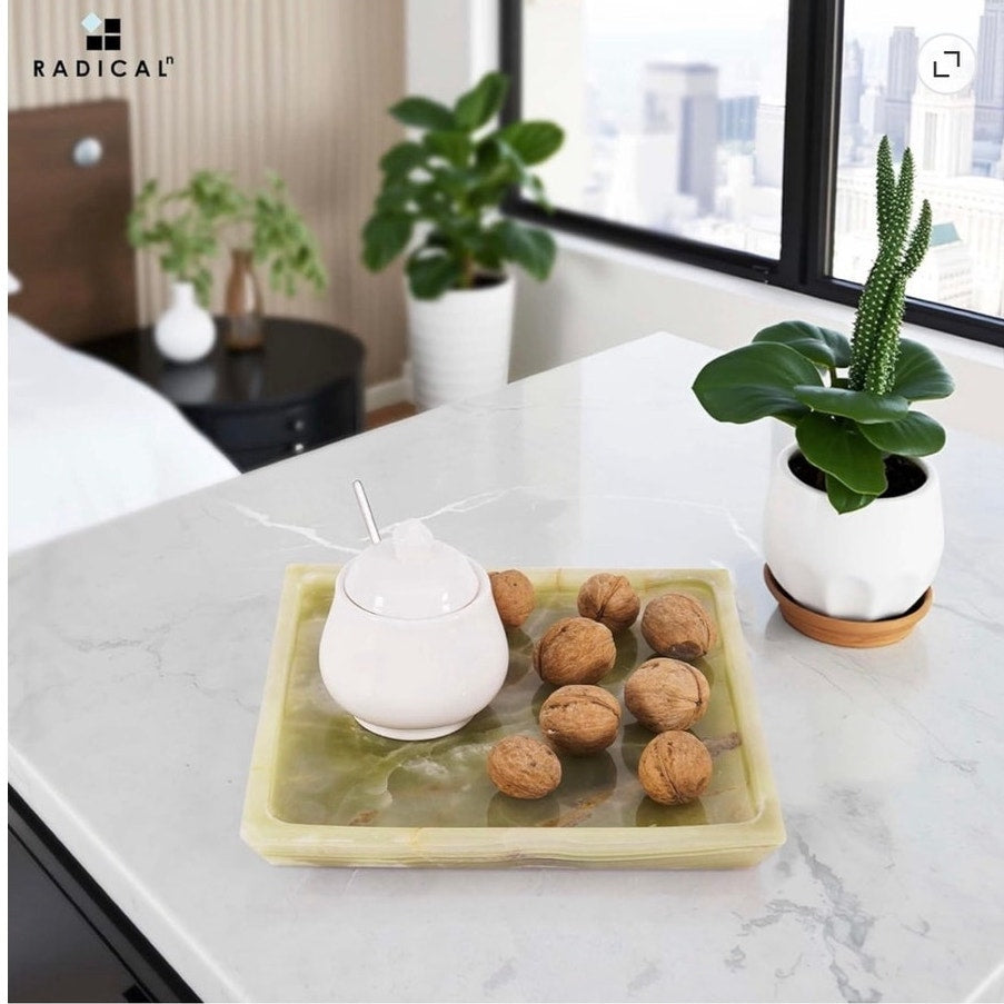 BRAND NEW ~ Green Onyx Marble 10" Square Serving Tray Coffee Table Platter Dish