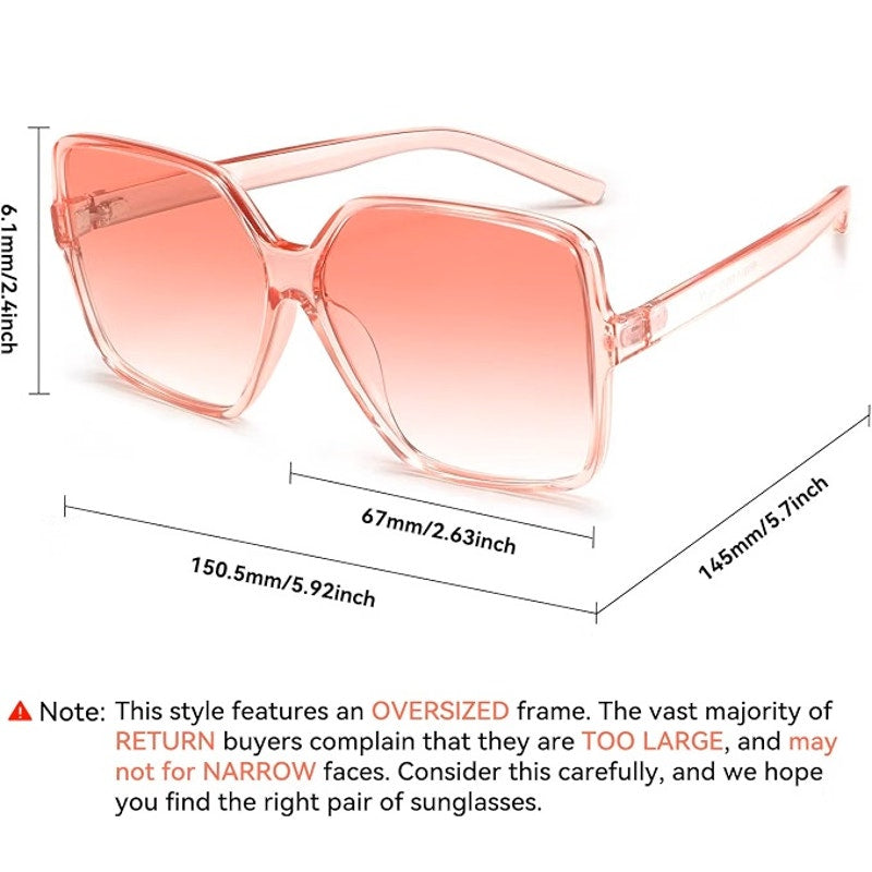 BRAND NEW ~ Pink Trendy Oversized Ultra Light & Comfortable Sunglasses