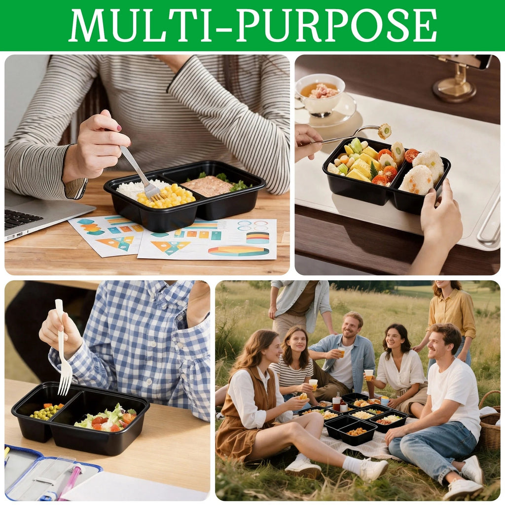 BRAND NEW ~ Set/44 ~ 2 Compartment 24oz Meal Prep Lunch Containers Food Storage