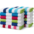 BRAND NEW ~ Set/12 Cabana Stripe Thick Cotton Terry Beach Pool Towel 60"x30"