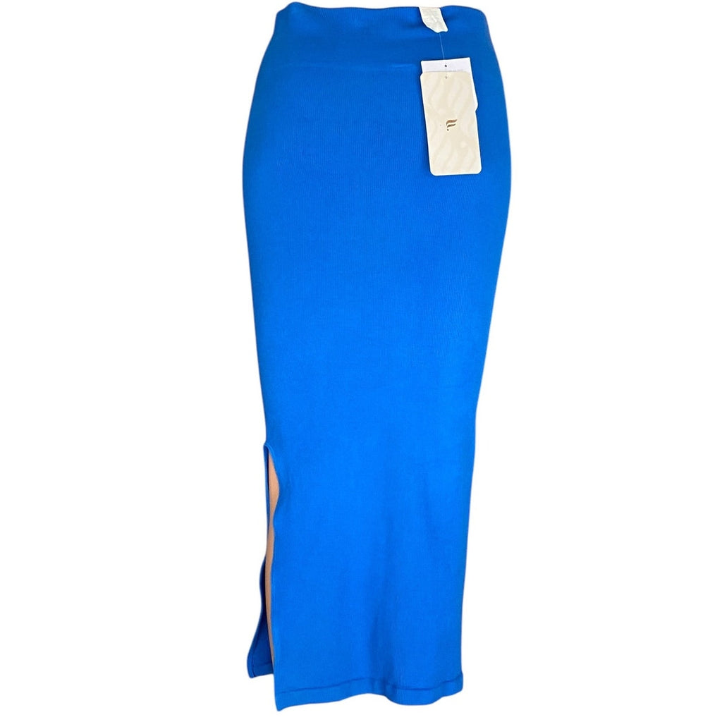 NWT ~ Sexy FABLETICS Bright Blue Long Body Hugging Activewear Slit Skirt MEDIUM