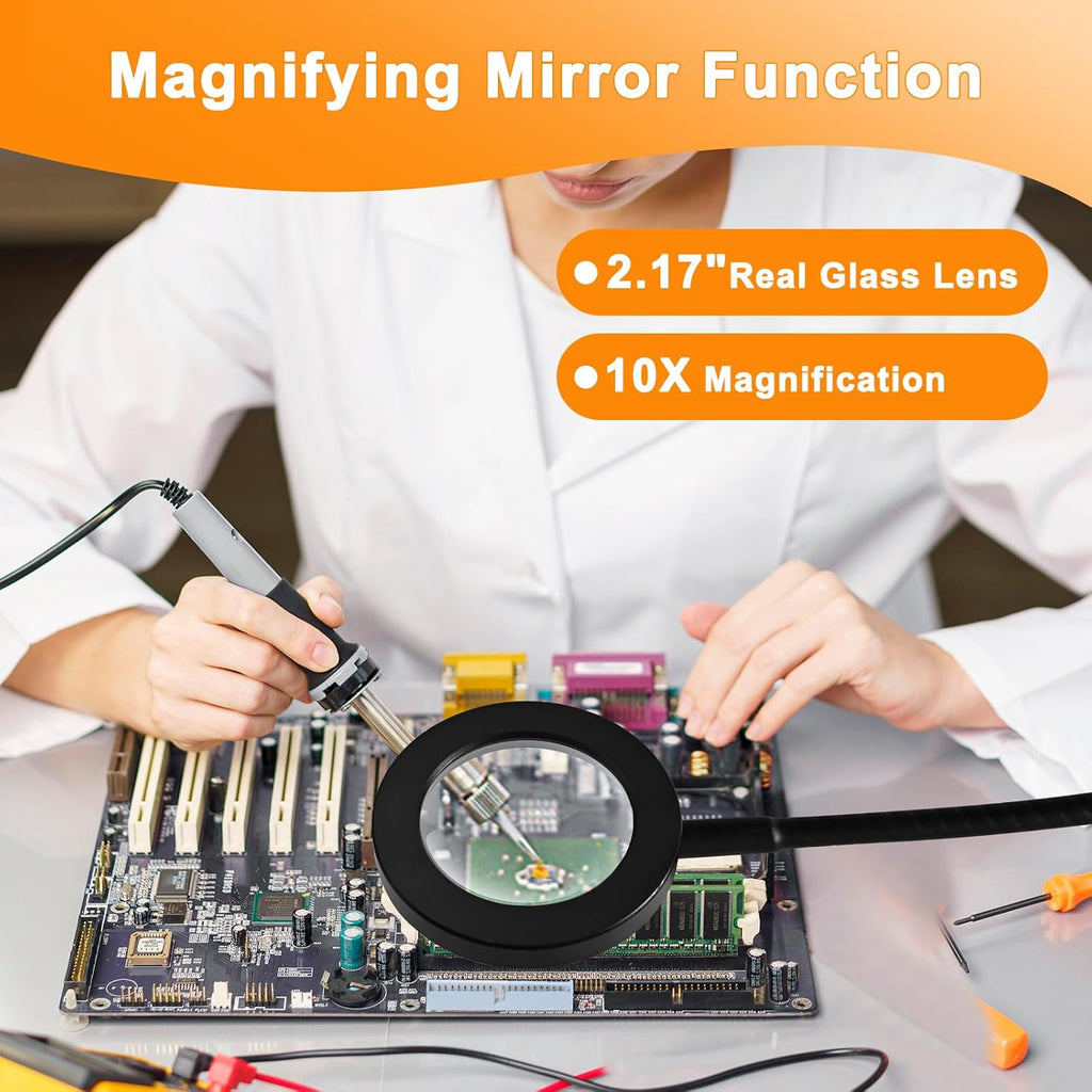BRAND NEW ~ 10X Magnifying Glass with Light 2 in 1 Magnifying Desk Lamp Timer