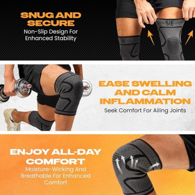 BRAND NEW ~ Set/2 Compression Sleeve Knee Braces Pain Relief Arthritis ~ MEDIUM