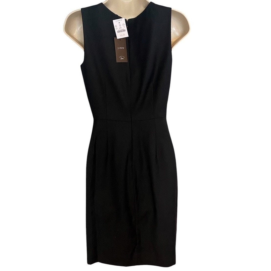 NWT ~ J.CREW Black Low Cut Pleated Sleeveless Lined Wool Dress ~ Women's Size 0