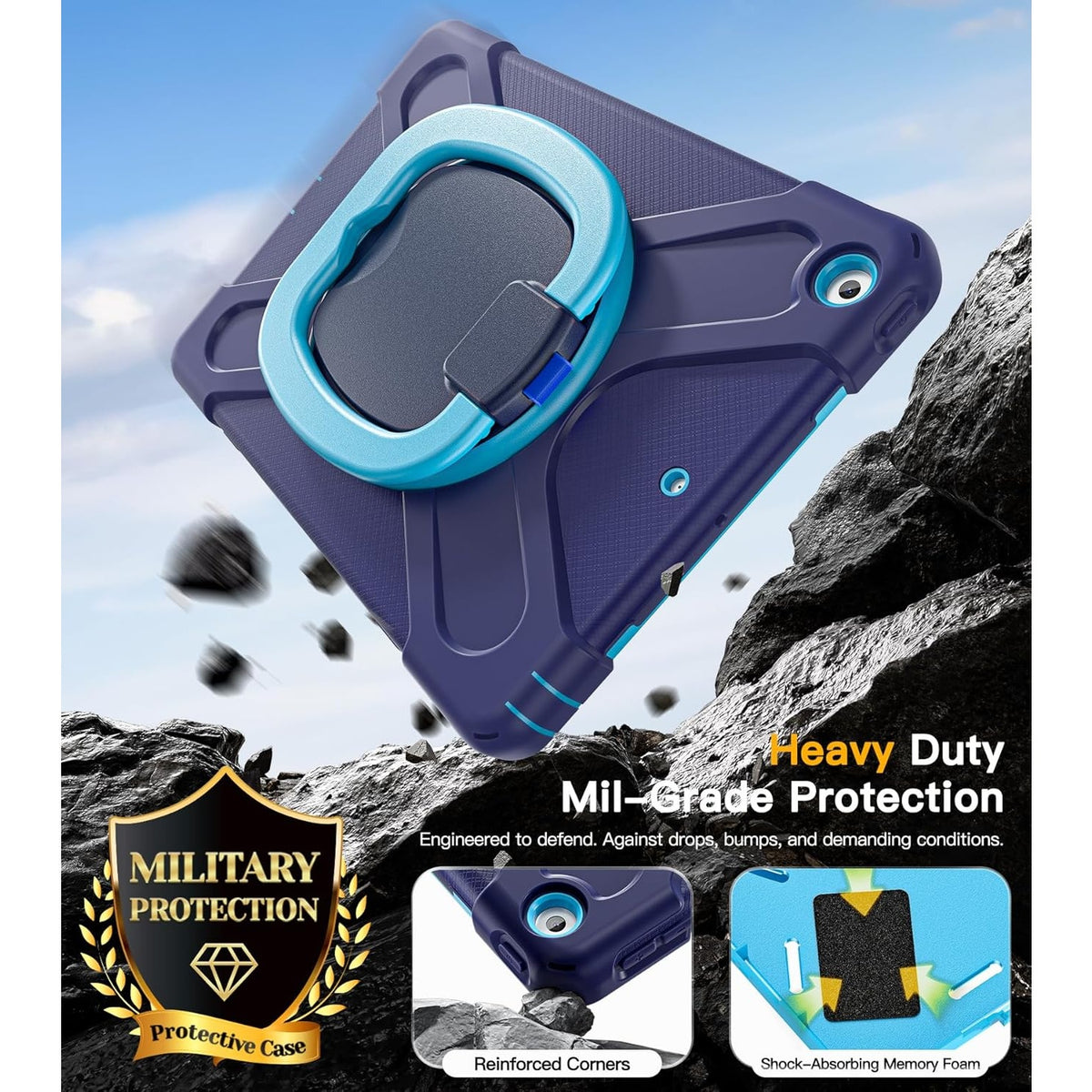BRAND NEW ~ Rugged Kids Friendly Silicone Case iPad Folding Stand/Handle Grip