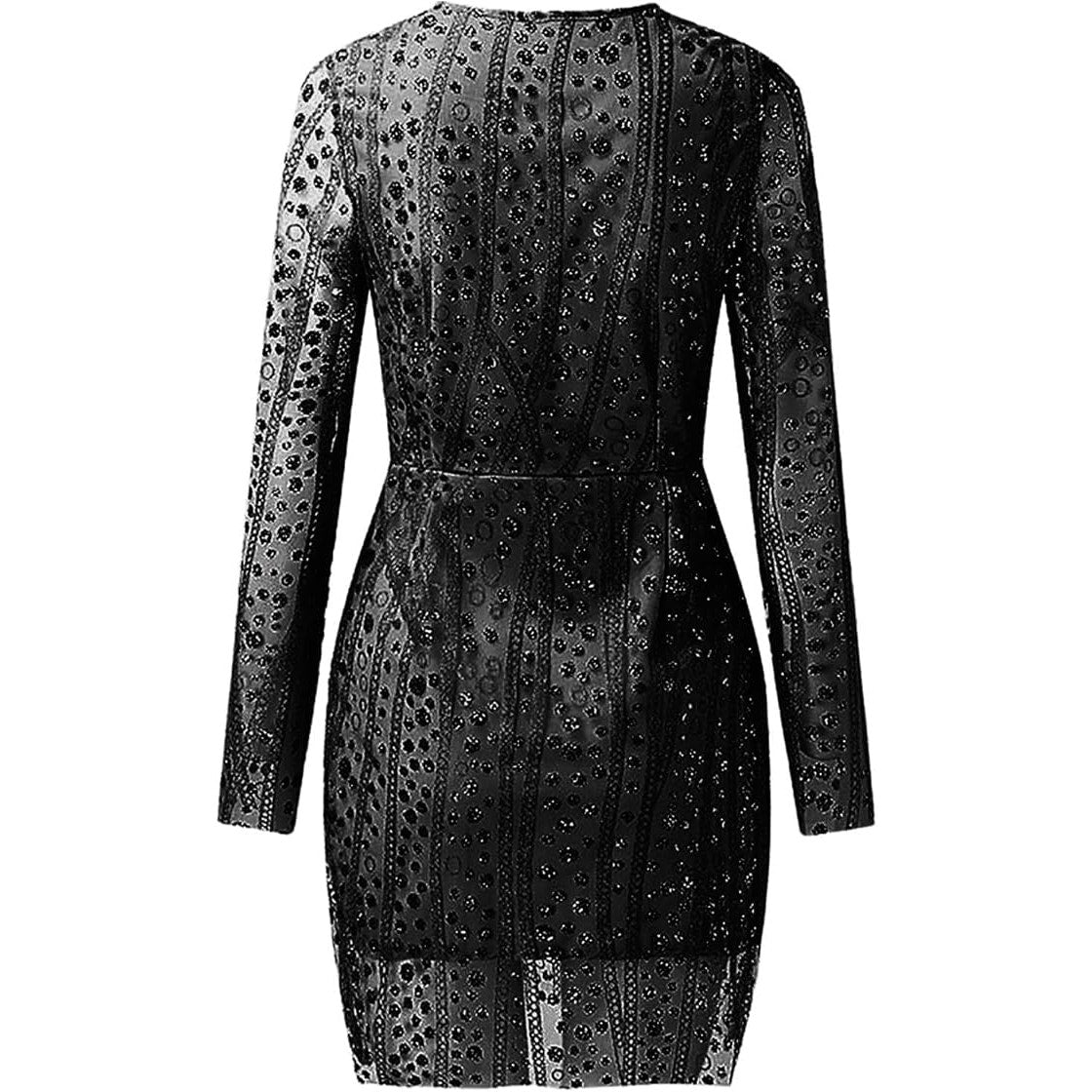 NWT ~ Black Sheer Sequin Glitter Sparkly Date Night Mini Dress ~ Size SMALL