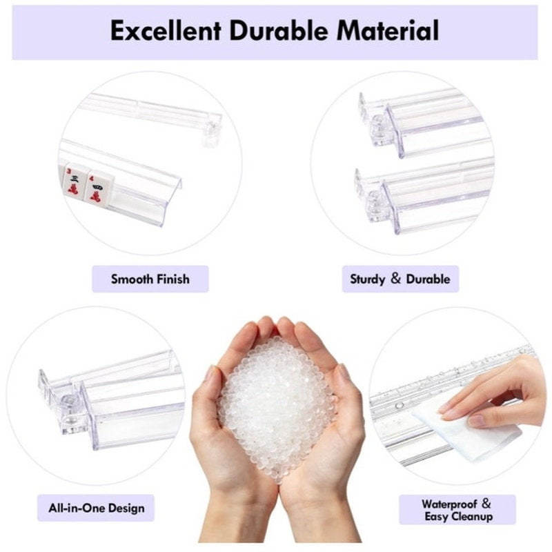 BRAND NEW ~ Set/4 All-in-One Clear Acrylic Mahjong Rack and Pusher Combo