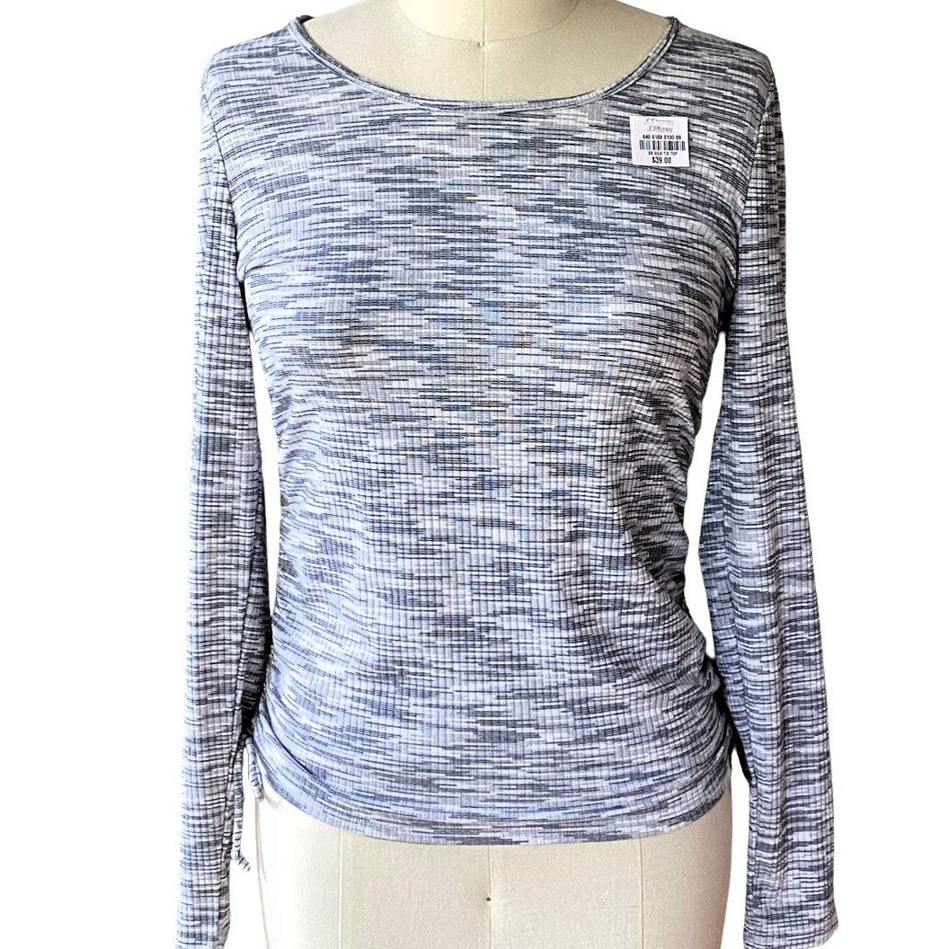 NWT ~ BY & BY Light Gray Ribbed Open Back L/S Ruched Sides Top ~ Women's LARGE