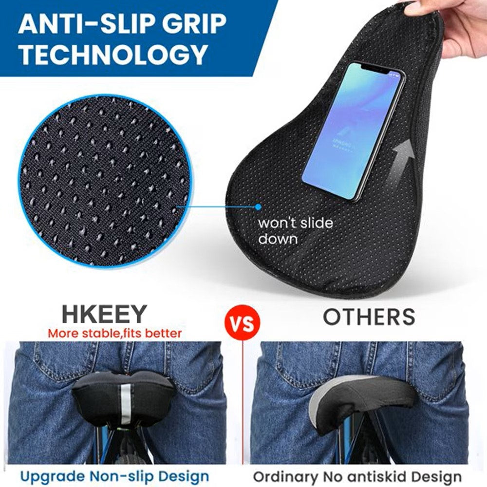 BRAND NEW ~ Black 2-in-1 Bike Seat Gel Padded Comfort Bicycle Cushion Cover