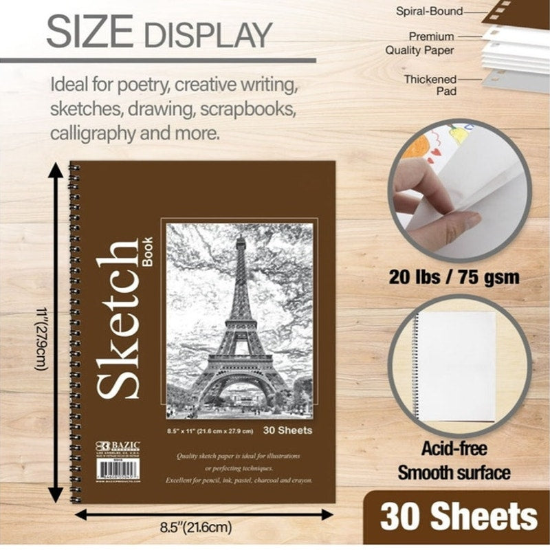 BRAND NEW ~ Set of 3 Large Spiral Bound Acid Free Sketch Books Drawing Pads